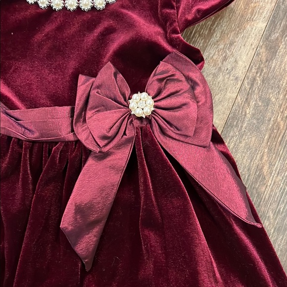 Rare Editions Red Velvet Tiered Dress - Picture 3 of 11